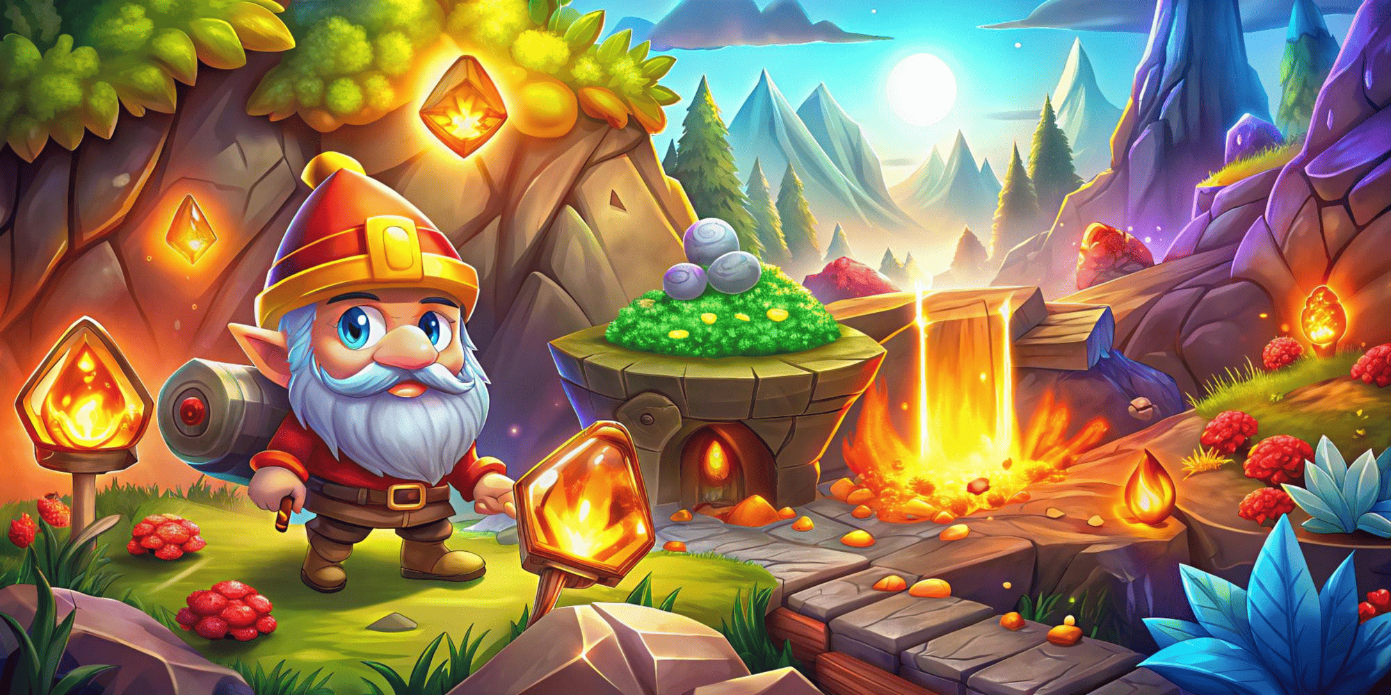 Vorcalismourn &mdash; fantasy game scene with glowing characters